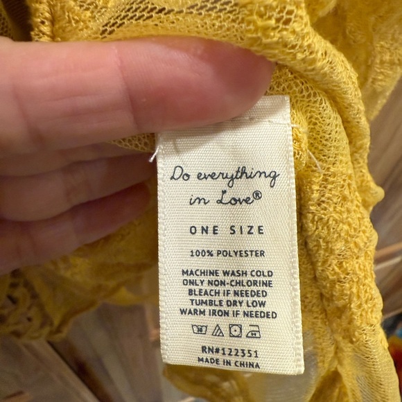 Do Everything in Love Mustard Lace Cardigan Kimono Beach Cover Up One Size - Picture 8 of 13